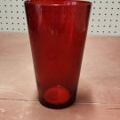 Vintage 1950's Ruby Red Unmarked Tall Cylinder Vase 8"
