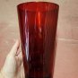 Vintage 1950's Ruby Red Unmarked Tall Cylinder Vase 8"