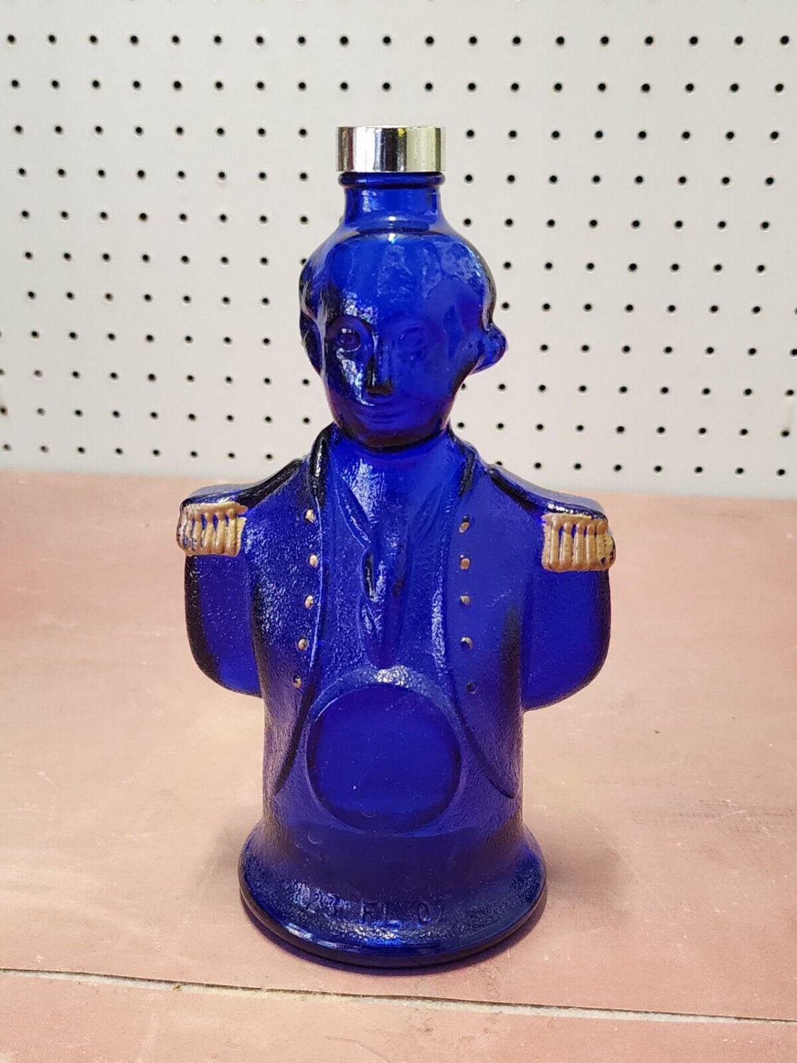Vintage Charles Jacquin Cobalt Blue Figural George Washington Liquor Bottle