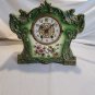 Antique 1891 Waterbury Parlor No. 100 Green Floral Filigree Flower Mantle Clock