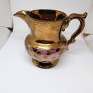 Vintage Staffordshire England Copper Lusterware Creamer Pitcher Purple Dots