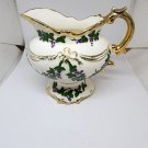 Vintage Porcelain Unmarked Hand Painted Grapes And Leaves Gold Trim Bow Creamer