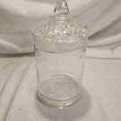 Vintage Clear Pressed Glass Covered Biscuit Jar 7 1/4" Tall Unmarked