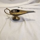 Vintage India Brass Floral Etched Aladdin Genie Lamp Incense Burner No Lid