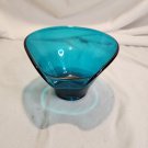 Vtg Viking Epic MCM Blue Art Glass Blunique Teal Blue Bon Bon/Candy Dish/Vase