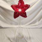 Vtg Original Murero Glass Made In Empoli Florence Italy Large Red Flower Vase