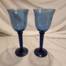Vintage Mexico Art Glass Cobalt Blue 9" Stemmed Wine Glasses