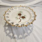 Vintage Japan St. Clair Creations White Porcelain Gold Trim Pinecone Cake Stand