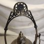 Antique Derby Silver Co Quadruple Plate Owl Etched Leaf Crystal Pickle Castor