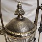 Antique Derby Silver Co Quadruple Plate Owl Etched Leaf Crystal Pickle Castor