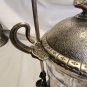Antique Derby Silver Co Quadruple Plate Owl Etched Leaf Crystal Pickle Castor