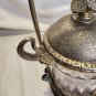 Antique Derby Silver Co Quadruple Plate Owl Etched Leaf Crystal Pickle Castor