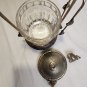 Antique Derby Silver Co Quadruple Plate Owl Etched Leaf Crystal Pickle Castor