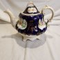 Antique 1800s Staffordshire Gaudy Welsh Cobalt Blue Imari Gold Porcelain Teapot