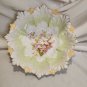 Antique RS Prussia Delicate Pastel Green Flower Shaped Serving Bowl Gold Trim