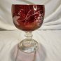 Vintage Bohemian Ruby Red Flash Etched Leaf & Grape Goblet