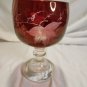 Vintage Bohemian Ruby Red Flash Etched Leaf & Grape Goblet
