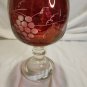 Vintage Bohemian Ruby Red Flash Etched Leaf & Grape Goblet