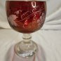 Vintage Bohemian Ruby Red Flash Etched Leaf & Grape Goblet