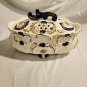 Vintage Royal Grace Japan White Porcelain Filigree Blue & Gold Vented Lid