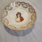 Antique Onway White Porcelain Gold Floral Filigree Woman Portrait Bowl