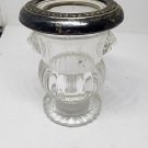 Vtg F.B. Rogers Sterling Silver Rim Lions Head Pressed Glass Toothpick Holder