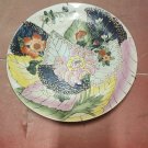 Vtg Early 20th Century Chinese Export Tobacco Leaf Hand Painted Flowers Plate