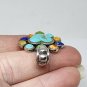 Vtg Sterling Silver Turquoise Heart Gaspeite Spiny Oyster Lapis Pendant