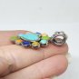 Vtg Sterling Silver Turquoise Heart Gaspeite Spiny Oyster Lapis Pendant