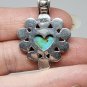 Vtg Sterling Silver Turquoise Heart Gaspeite Spiny Oyster Lapis Pendant