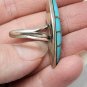 Vintage Navajo SMS Sterling Silver Turquoise Inlay Marquise Shaped Ring