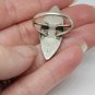 Vintage Navajo SMS Sterling Silver Turquoise Inlay Marquise Shaped Ring