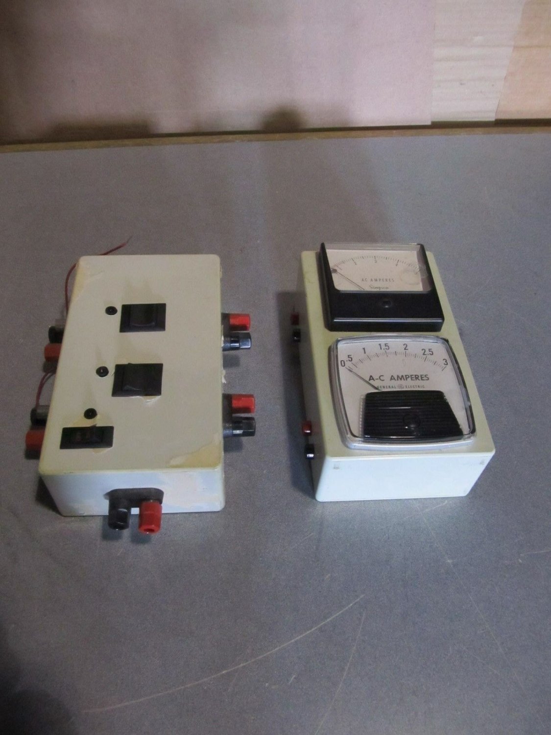OEM general electric A-C amperes meter & A-C amperes simpson meter w/switch