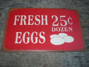 VINTAGE STYLE FRESH EGGS TIN SIGN METAL RETRO AD SIGNS