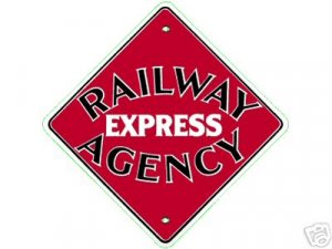 RAILWAY EXPRESS AGENCY PORCELAIN COAT SIGN METAL SIGNS