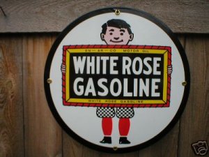 WHITE ROSE GASOLINE SIGN GAS OIL STATION ADV AD SIGNS W