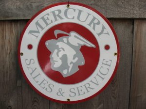 MERCURY SALES & SERVICE PORCELAIN COAT SIGN METAL SIGNS