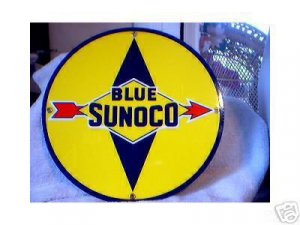 BLUE SUNOCO GASOLINE PORCELAIN SIGN GAS OIL METAL SIGNS