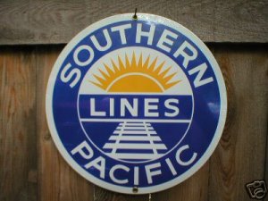 SOUTHERN PACIFIC PORCELAIN-OVERLAY SIGN METAL AD SIGNS