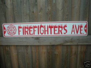 FIREFIGHTERS AVE BIKE BAR SIGN METAL STREET SIGN L