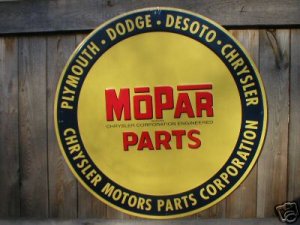 LARGE MOPAR PARTS ROUND TIN SIGN 24"