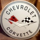 CHEVROLET CORVETTE ROUND TIN SIGN 24"
