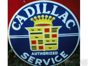   LG CADILLAC TIN SIGN METAL GAS OIL CAR ADV SIGNS C