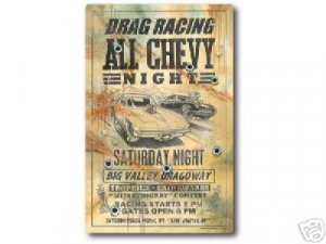 DRAG RACING ALL CHEVY NIGHT SIGN RETRO CAR AUTO SIGNS D