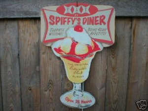 SPIFFY'S DINER DIE CUT RETRO DINER SIGN CAFE ADV SIGNS