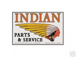 INDIAN TIN SIGN PARTS & SERVICE METAL MOTORCYCLE