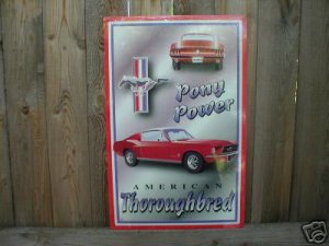 PONY POWER AMERICAN MUSTANG TIN SIGN METAL ADV SIGNS M