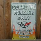 CORVETTE PARKING ONLY TIN SIGN CHEVROLET METAL SIGNS C
