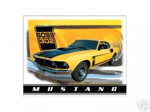 MUSTANG YELLOW BOSS 302 TIN SIGN RETRO METAL SIGNS M