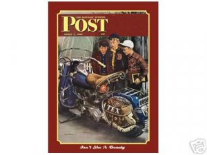 SATURDAY EVENING POST MOTORCYCLE SIGN METAL ADV SIGNS M